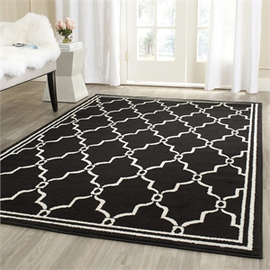 Pemberly Row Polypropylene Anthracite Indoor Outdoor Rug - 3' x 5'