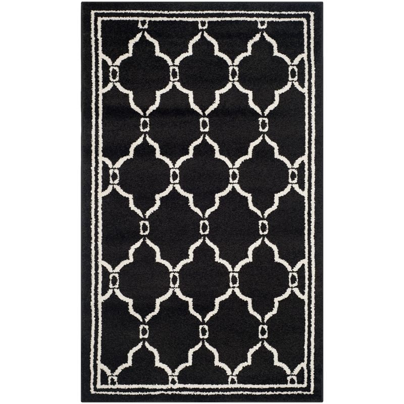 Pemberly Row Polypropylene Anthracite Indoor Outdoor Rug - 3' x 5'
