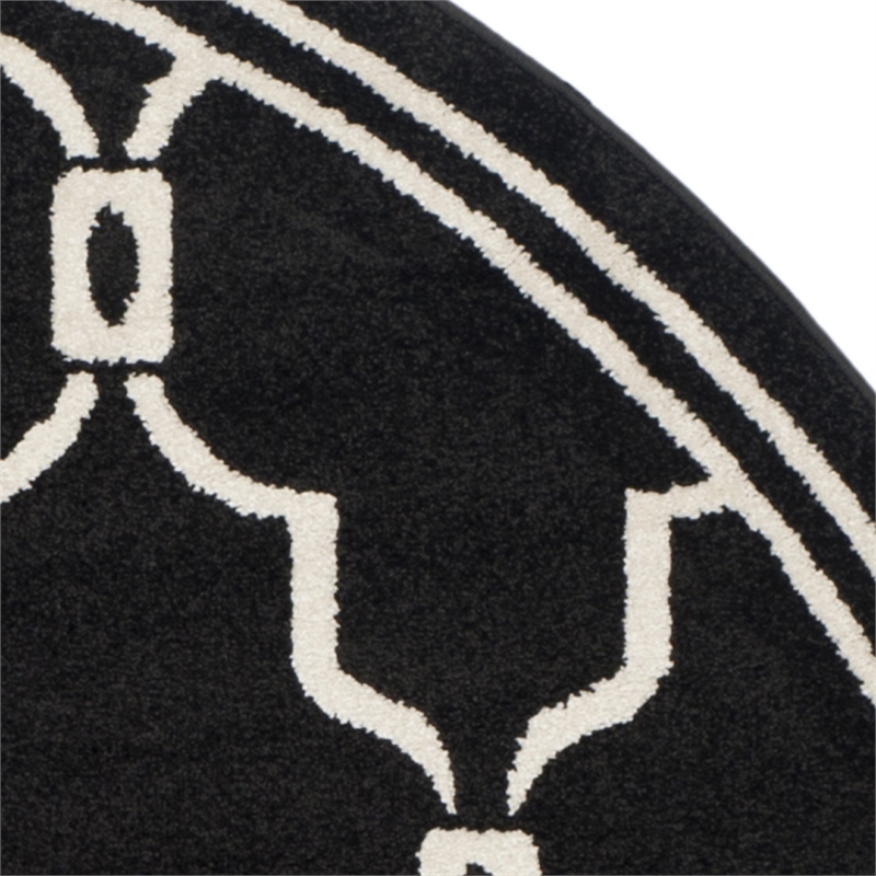 Pemberly Row Polypropylene Anthracite Indoor Outdoor Rug - Round 7'