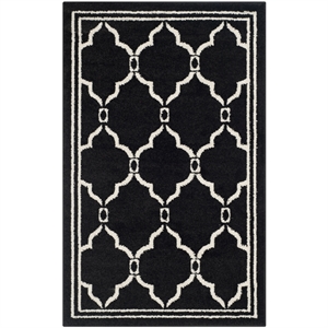 Pemberly Row Polypropylene Anthracite Indoor Outdoor Rug - Runner 2'6&quot x 4'