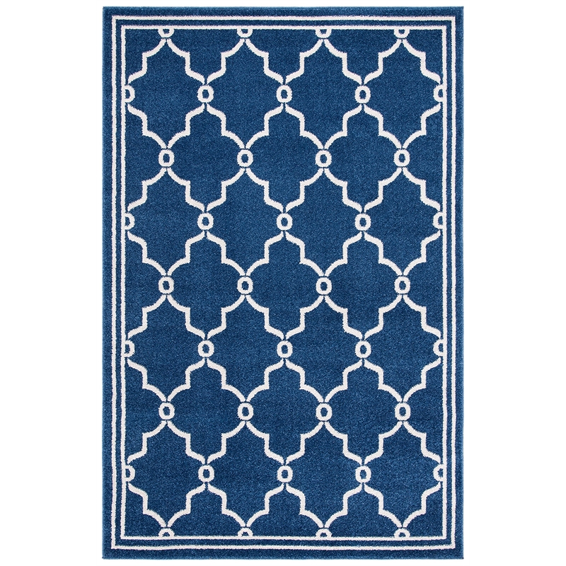 Pemberly Row Polypropylene Navy Indoor Outdoor Rug - 6' x 9'