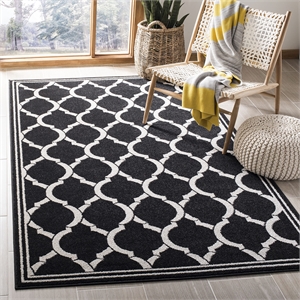 Pemberly Row Polypropylene Anthracite Indoor Outdoor Rug - 3' x 5'