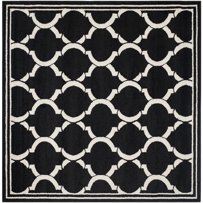 Pemberly Row Polypropylene Anthracite Indoor Outdoor Rug - Square 7'
