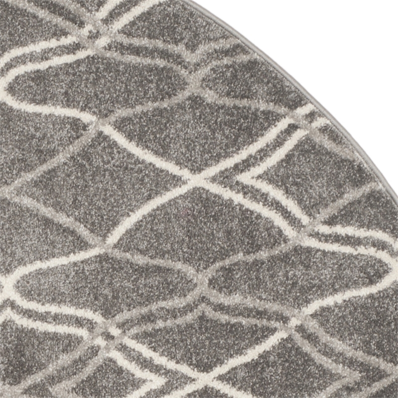 Pemberly Row Polypropylene Grey Indoor Outdoor Rug - Round 7'