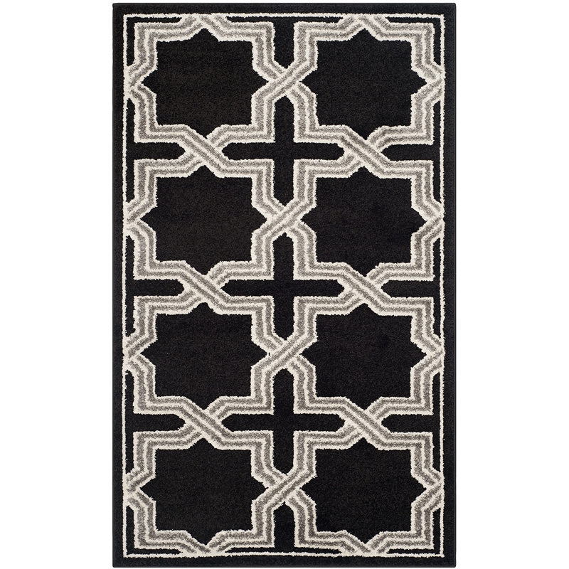 Pemberly Row Polypropylene Anthracite Indoor Outdoor Rug - 3' x 5'