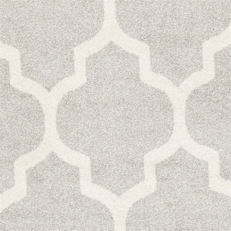 Pemberly Row Polypropylene Light Grey Indoor Outdoor Rug - Round 7'
