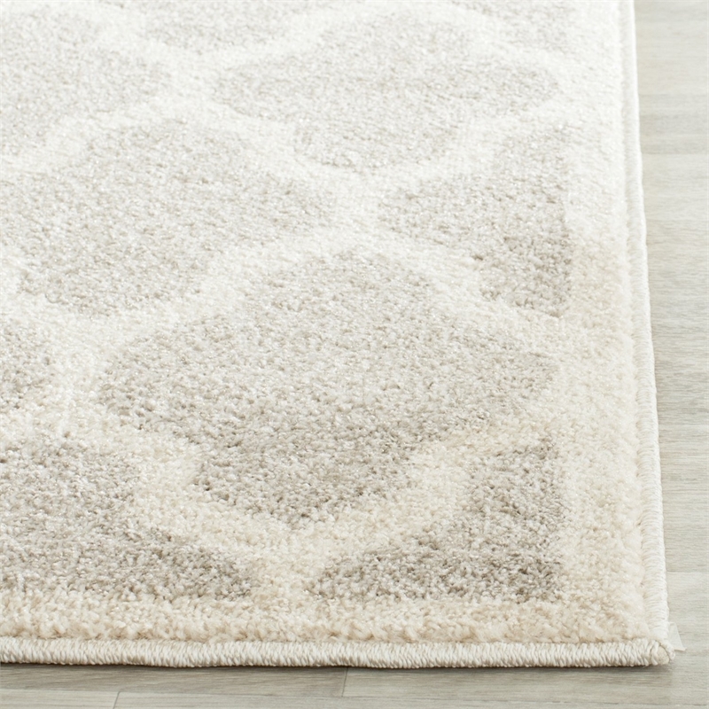 Pemberly Row Polypropylene Light Grey Indoor Outdoor Rug - Runner 2'3