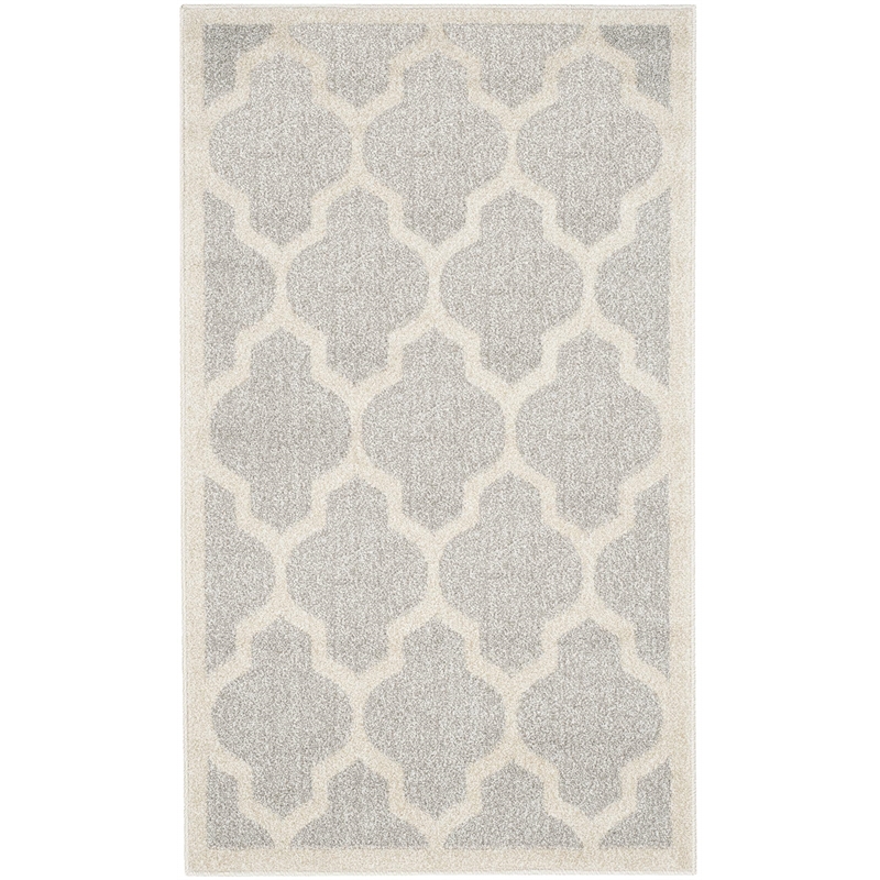 Pemberly Row Polypropylene Light Grey Indoor Outdoor Rug - Runner 2'6