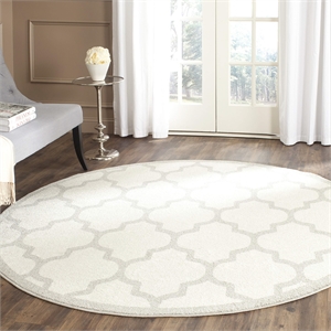 Pemberly Row Polypropylene Beige Indoor Outdoor Rug - Round 5'