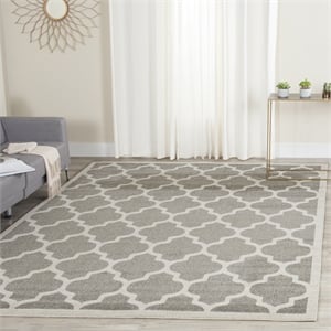Pemberly Row Polypropylene Dark Grey Indoor Outdoor Rug - 9' x 12'