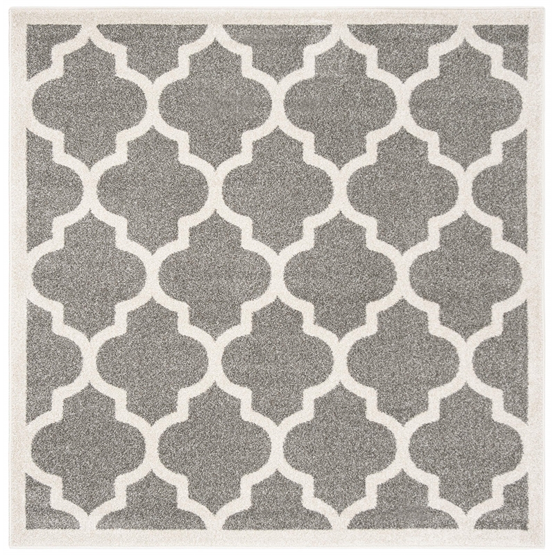 Pemberly Row Polypropylene Dark Grey Indoor Outdoor Rug - Square 7'