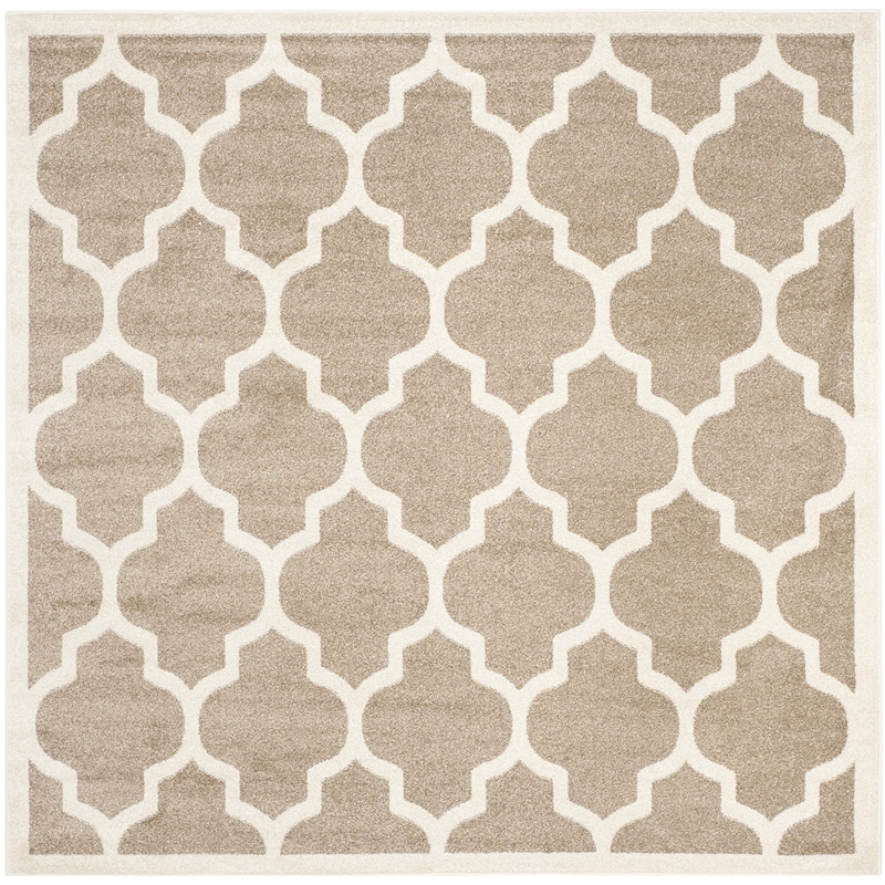 Pemberly Row Polypropylene Wheat Indoor Outdoor Rug - Square 7'