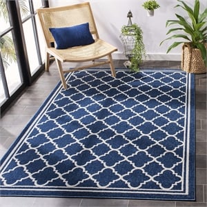 Pemberly Row Polypropylene Navy Indoor Outdoor Rug - 9' x 12'
