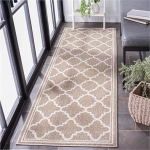 Pemberly Row Polypropylene Wheat Indoor Outdoor Rug - Runner 2'3&quot x 11'