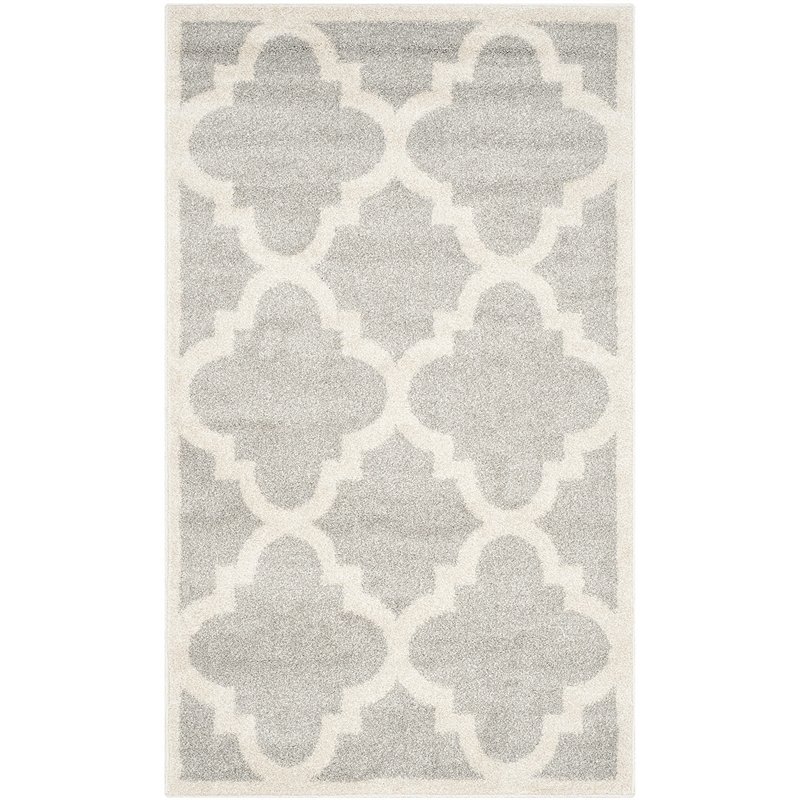 Pemberly Row Polypropylene Light Grey Indoor Outdoor Rug - 3' x 5'