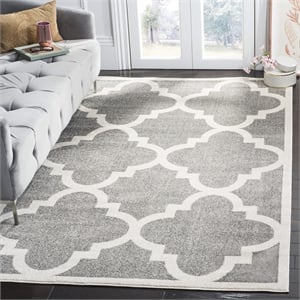 Pemberly Row Polypropylene Dark Grey Indoor Outdoor Rug - 3' x 5'