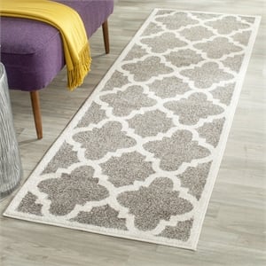 Pemberly Row Polypropylene Dark Grey Indoor Outdoor Rug - Runner 2'3&quot x 7'