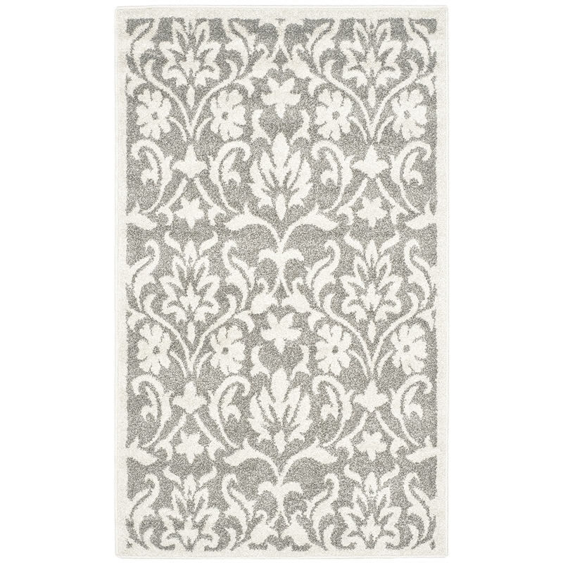 Pemberly Row Polypropylene Dark Grey Indoor Outdoor Rug - 3' x 5'