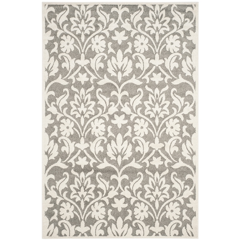 Pemberly Row Polypropylene Dark Grey Indoor Outdoor Rug - 6' x 9'