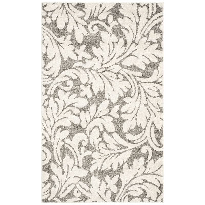 Pemberly Row Polypropylene Dark Grey Indoor Outdoor Rug - 3' x 5'