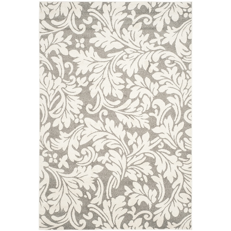 Pemberly Row Polypropylene Dark Grey Indoor Outdoor Rug - 6' x 9'