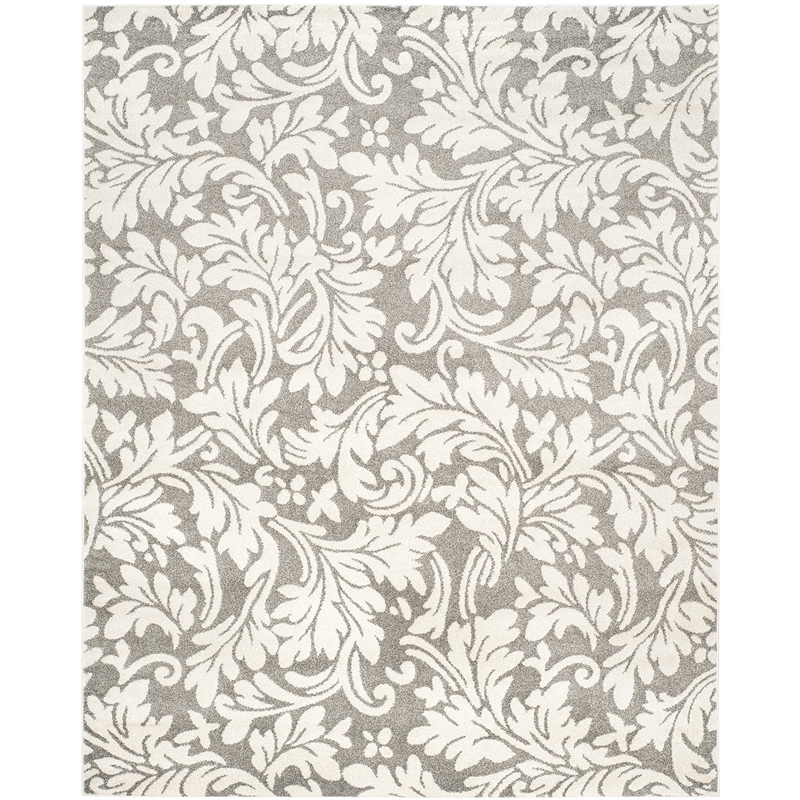 Pemberly Row Polypropylene Dark Grey Indoor Outdoor Rug - 9' x 12'