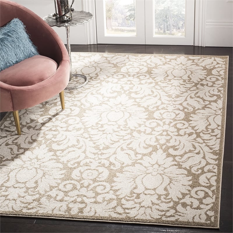 Pemberly Row Polypropylene Wheat Indoor Outdoor Rug - Square 7'