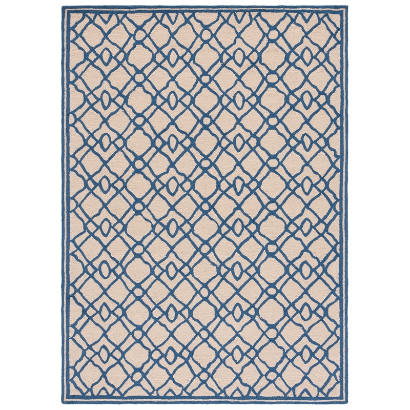 Pemberly Row Contemporary Polypropylene 4' X 6' Rug in Ivory Blue