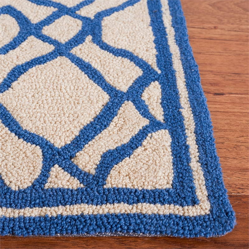 Pemberly Row Contemporary Polypropylene 8' X 10' Rug in Ivory Blue