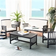 Pemberly Row Transitional Wood 4Pc Outdoor Set in Black / Beige