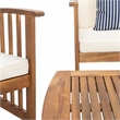 Pemberly Row Wood 4 Pc Outdoor Set in Natural / Beige / Navy / White