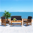 Pemberly Row Transitional Wood 4Pc Outdoor Set in Natural / Black