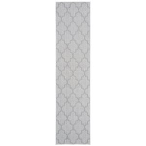 Pemberly Row Polypropylene 2' x 8' Runner Rug in Ivory and Light Gray