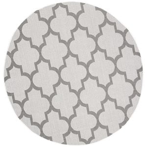 Pemberly Row Contemporary Polypropylene 6'7&quot Round Rug in Ivory and Gray