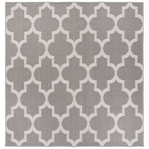 Pemberly Row Polypropylene 6'7&quot Square Rug in Gray and Ivory
