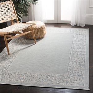 Pemberly Row Polypropylene 4' x 6' Rug in Light Blue and Ivory
