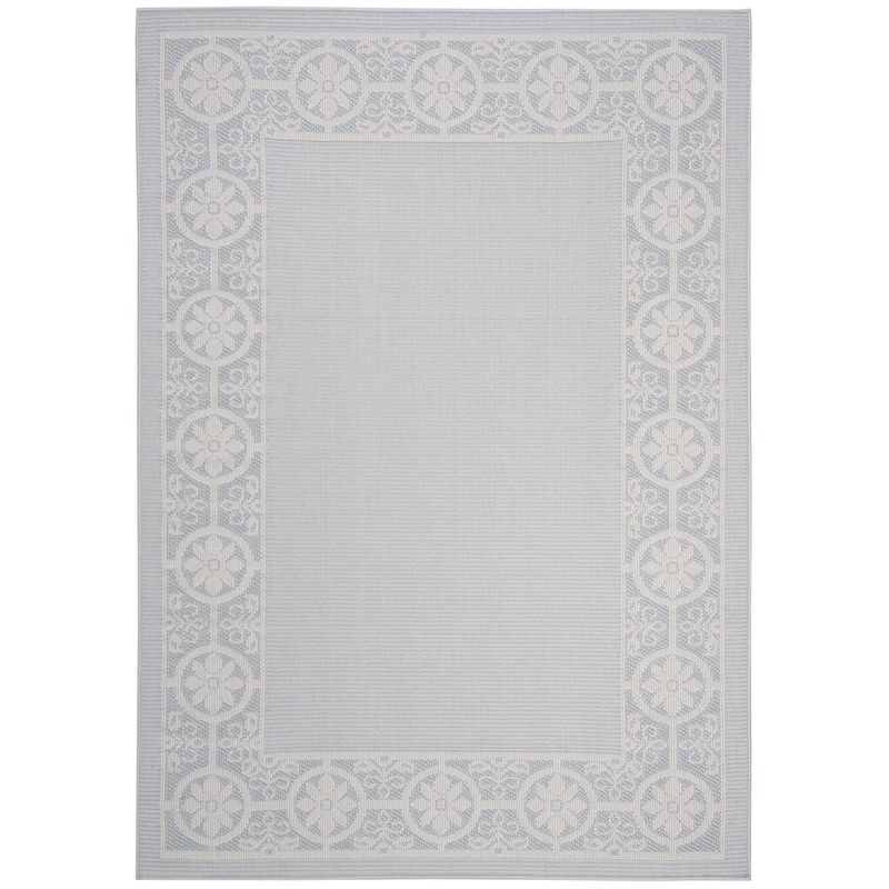 Pemberly Row Polypropylene 4' x 6' Rug in Light Blue and Ivory