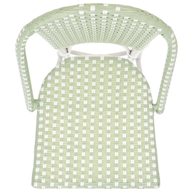Pemberly Row Coastal Aluminum Bistro Chairs in Green & White Finish