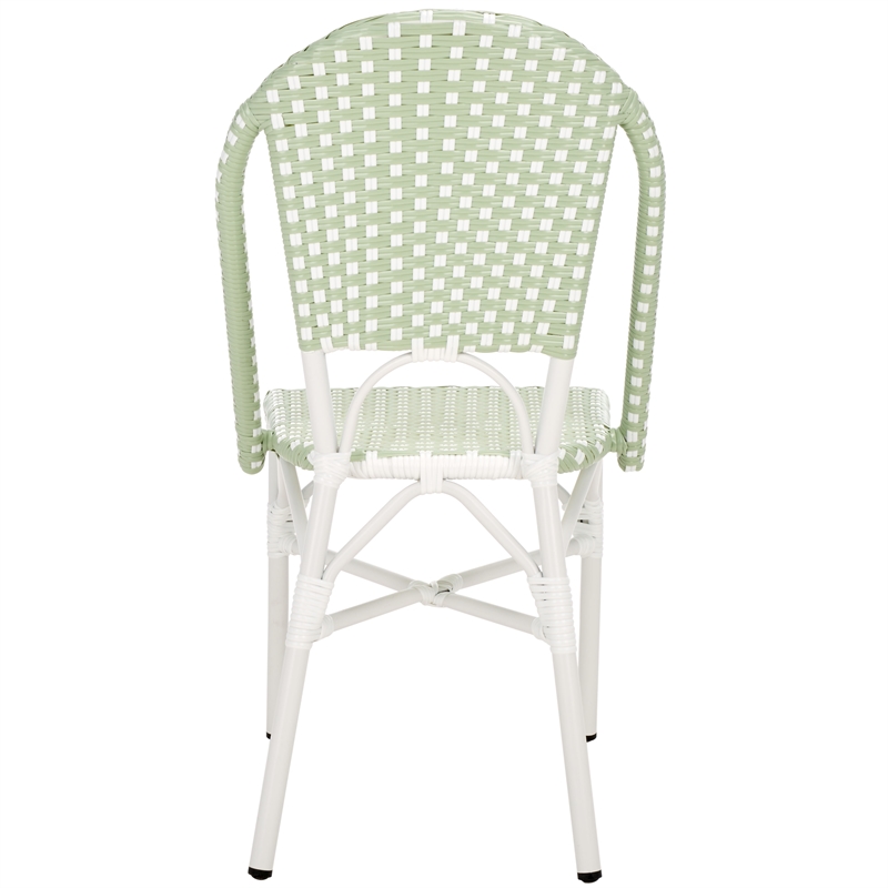 Pemberly Row Coastal Aluminum Bistro Chairs in Green & White Finish