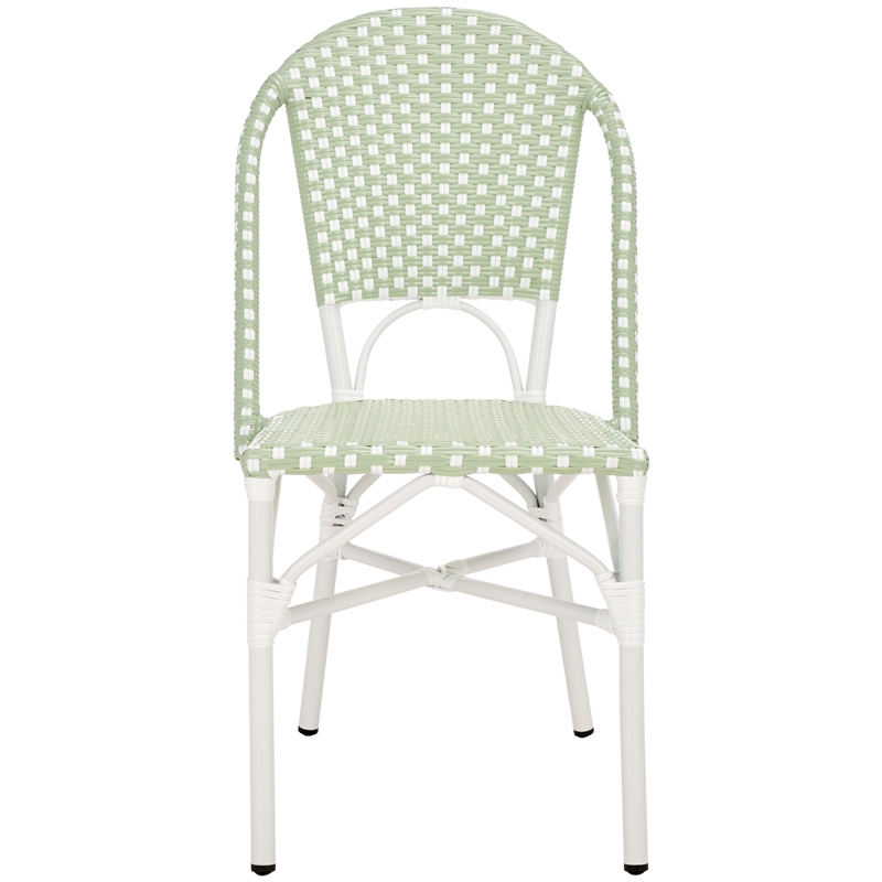 Pemberly Row Coastal Aluminum Bistro Chairs in Green & White Finish