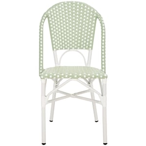 Pemberly Row Coastal Aluminum Bistro Chairs in Green & White Finish