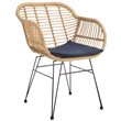 Pemberly Row 3 Piece Rattan Conversation Set in Brown and Navy