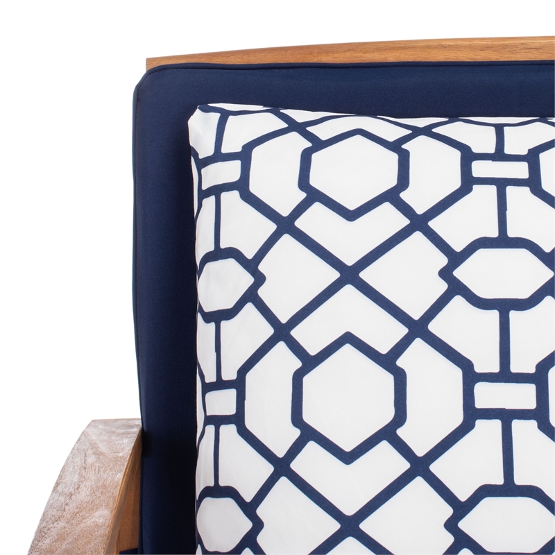 Pemberly Row Transitional Wood 4Pc Outdoor Set in Natural / Navy