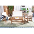 Pemberly Row Transitional Wood 4 Piece Outdoor Set in Natural / Beige