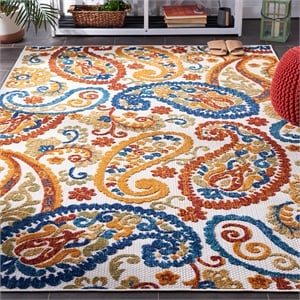 Pemberly Row Contemporary Polypropylene 4' x 6' Rug in Cream and Navy