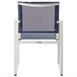 Pemberly Row Aluminum Stackable Patio Chair in Navy and White (Set of 2)