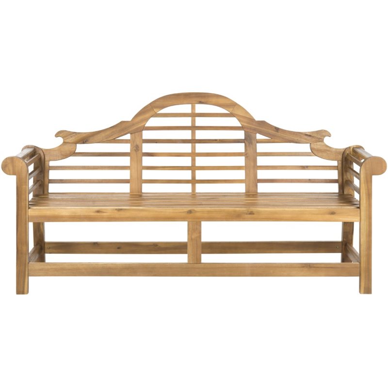 Pemberly Row Contemporary Classic Garden Bench in Teak Finish