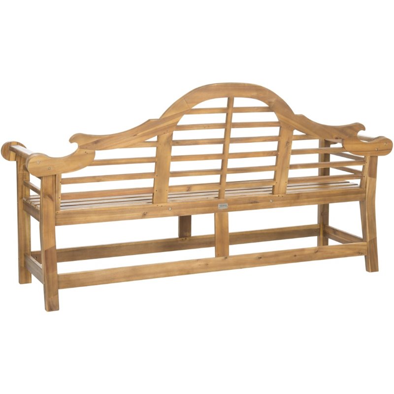 Pemberly Row Contemporary Classic Garden Bench in Teak Finish