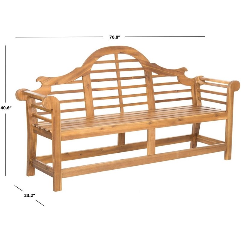 Pemberly Row Contemporary Classic Garden Bench in Teak Finish