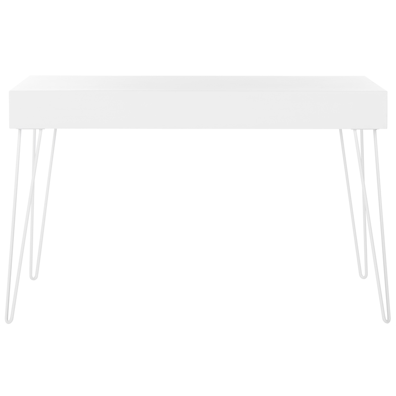 Pemberly Row Contemporary Wood and Iron Desk in White Finish